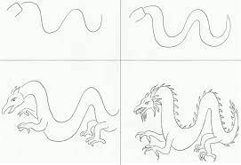 The chinese new year 2021 falls on friday, february 12th, 2021, and celebrations culminate with the trick in drawing one is to figure out how to get some main shapes in place, and then add lots (and lots!) of detail. Images Of Drawings Of Dragons Step By Step
