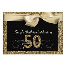50th Birthday Black And Gold Invitations Black Gold Bow 50th Woman S Birthday Invitation 50th Birthday Women 50th Birthday Invitations 60th Birthday Party Invitations