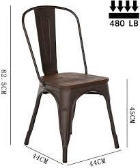 Metal kitchen chairs with wooden seats and bleachers bar wrigley. Buy 4 Dining Chairs Set Stackable Industrial Metal Dining Chairs With Backrest And Wooden Seat Brown Dining Room Kitchen Chairs For Restaurant Bistro Patio Online In Turkey B07qcswm66