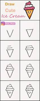 I put this at the top of the list. Learn How To Draw A Cute Ice Cream Cone Step By Step Very Simple Tutorial Icecream Drawings Kawaii Tu Learn To Draw Cute Easy Drawings Easy Drawing Steps