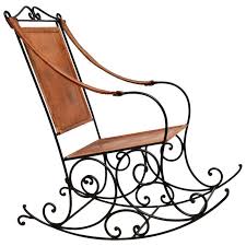 Antique Wrought Iron And Leather Rocking Chair Antique Rocking Chairs Rocking Chair Metal Dining Chairs