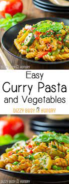 Easy Curry Pasta And Vegetables This Is One Of My Healthy Recipes And Uses Red Curry Paste Light Coconut Mi Easy Pasta Dinner Curry Pasta Easy Pasta Recipes