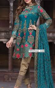 Teal Chiffon Suit Buy Embroyal Pakistani Dresses And Clothing Online In Usa Uk Fashion Pakistani Outfits Asian Outfits