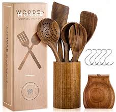 Check out our wooden kitchen utensils selection for the very best in unique or custom, handmade pieces from our cooking utensils & gadgets shops. Wooden Utensils For Cooking Set With Holder Natural Nonstick Teak Wood Spoons Spatula And Spoon Rest Cookware For Kitchen Handmade Utensil Pieces Durable Tools Healthy And Eco Friendly Set Of 12 Pricepulse