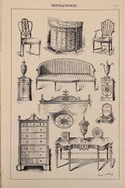 English Hepplewhite Furniture Designs Large Antique Black White Print Interior Design Arts And Furniture Styles Guide Furniture Design Patterned Furniture