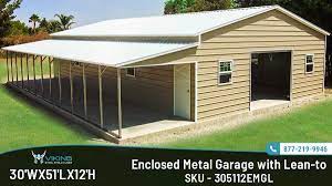 Enclosed lean to off house. 30x51x12 Enclosed Garage With Lean To Home