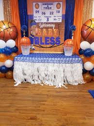 Orange, baby blue and pink. Basketball Baby Shower Centerpieces Online