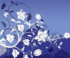 Download 4,443 blue flower background free vectors. Download Vector White Flowers And Leaves On Blue Background Vectorpicker