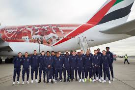 Arsenal was the first club from the south of england to join the . Arsenal Fc Players Fly Into Dubai On Branded Emirates A380 Arabianbusiness