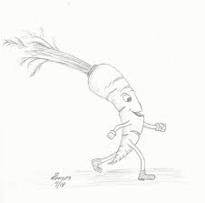 Carrot Top Art Drawing Sketch Carrot Vegetable Fantasy Fairy Funny Cartoon