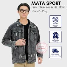 Áo khoác jean nam nữ VAST xám cắt rách và xám trơn CC form rộng size  40-75kg dài áo 64-68cm tại Mata Sport | Shopee Việt Nam