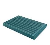 Plateau de présentation bagues 9 rouleaux, gainé velours synthétique bleu  canard | Selfor Paris