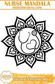 Nurse Mandala Svg 1 Stethoscope Svg Zentangle Svg Didiko Designs In 2020 Digital Embroidery Mandala Svg Nurse Decals