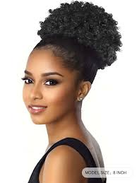 Afro Puff Drawstring Ponytail Extension For , Premium Black 1B# 60 Gram  Short Synthetic Afro Ponytail For Natural Hair, Clip On Kinky Curly Bun