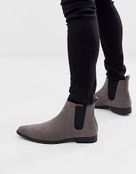 Purchase a pair of these stylish casual men's shoes from mr porter. Asos Design Chelsea Boots In Gray Faux Suede Asos