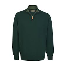 Men's Navy 1/4 Zip Lambswool Jumper | Cordings