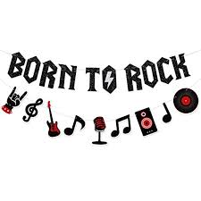 Free shipping on orders over $25 shipped by amazon. Born To Rock Glitter Banner With Music Note Garland 1950 S Rock And Roll Party Decorations Music Theme Baby 1st Birthday Party Supplies 50s Rock Party Favors Record Wall Decor Buy Online At
