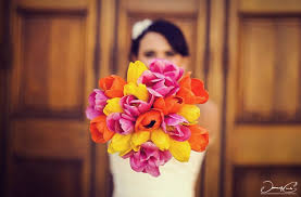 Narrow down your choices with our list of the 15 whether you go for a pop of pink, a sunset orange or deep red the ranunculus has closely formed with big delicate blossoming petals, peonies work great paired in a bouquet with other cream colored. Bright Orange Yellow Pink Wedding Flowers Bridal Bouquet