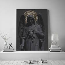 Dark wood framed wall art. Dark Aesthetic Angel Sculpture Wall Art Framed Wooden Frame Canvas Decoration Prints For Living Room Home Bedroom Decor Painting Calligraphy Aliexpress