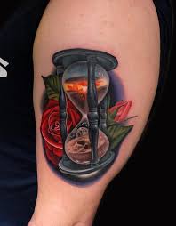 Position an hourglass next to your money rose or pop open a pocket watch frozen in time and visual. Rose Hourglass Day And Night Tattoo By Andres Acosta Best Tattoo Ideas Gallery