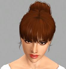 Curling the hair is a great way to achieve the illusion of volume. Bun On Neck With Bangs S Club Hairstyle Retextured By Traelia Sims 3 Hairs