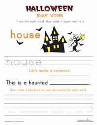 Halloween Vocab Words House Worksheet Education Com Halloween Sentences Words Halloween Coloring Pages