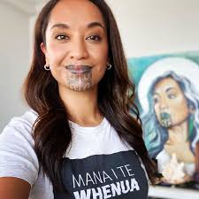 New Zealand's news prime-time anchor Oriini Kaipara has a traditional face  tattoo for Mãori women honoring her Mãori heritage. She is the first  journalist with this tattoo to host prime-time news. . . . . .