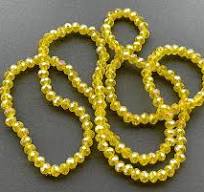 VINTAGE: Highly Reflective Faceted Crystal Glass Beads - Bright Yellow  Beads - Unique Find