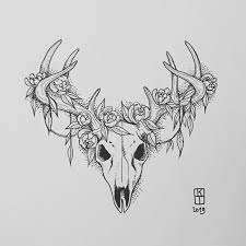 Black And White Deer Skull Tattoo Deer Skull Tattoo On Inspirationde Deer Skull Tattoos Bull Skull Tattoos Skull Tattoo Flowers