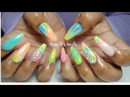 Artisan colored acrylic nail powder | bright neon colors. Neon Ombre Holiday Festival Nails Stunning 2019 Acrylic Nails Youtube