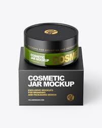 Download Glass Cosmetic Jar With Paper Box Mockup In Jar Mockups On Yellow Images Object Mockups PSD Mockup Templates