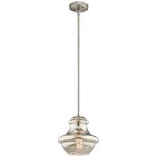 Glass shade chandeliers come in different heights and styles. Cambridge 1 Light Pendant Brushed Nickel With Mercury Glass Shade Overstock 9352154