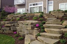 Starting with the bottom step, carefully set aside the stones, making sure to keep them in the right order. Natural Stone Steps Landscaping Steps Stone Treads Step Treads