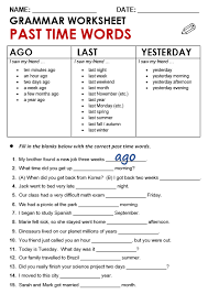 Past Time Words All Things Grammar Learn English Words Past Tense Worksheet English Grammar Exercises