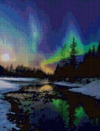 Northern Lights Aurora Borealis Cross Stitch Pattern Pdf Etsy Cross Stitch Landscape Cross Stitch Patterns Nature Cross Stitch