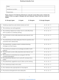 Workshop Evaluation Form Template 3 Different Samples