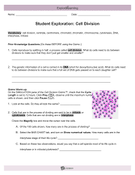 Cell division, centriole, centromere, chromatid, chromatin, chromosome, cytokinesis, dna, interphase, mitosis prior knowledge questions (do these before using the gizmo.) [note: Bio Gizmo Celldivision