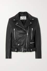 Black Leather Biker Jacket Acne Studios Net A Porter Moda