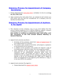 Appointment letter templates free sample example format formats word pdf documents download amp premium letter templates free lettering confirmation letter. Doc Statutory Process For Appointment Of Company Secretaries Statutory Process For Appointment Of Auditors Tax Agent Sangeeta Nisha Academia Edu