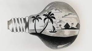 Inside the done add the glass base (supports the inner wires added in the next step). How To Draw Simple Scenery In Light Bulb Drawing For Beginners Scenery Drawing Youtube