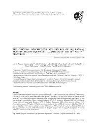 Pdf The Original Descriptions And Figures Of Sri Lankan Agamid Lizards Squamata Agamidae Of The 18th And 19th Centuries