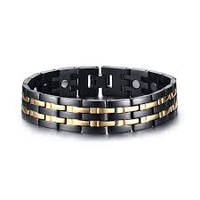 Black And Gold Bracelet For Men Titanium Magnetic Therapy Bracelet 18k Gold Black With Free Link Removal Tool By Murtoo Black Gold Black Leather Bracelet Gold Bracelet Chain Bangle Bracelets