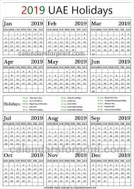 2019 Public Holidays United Arab Emirates Holiday Calendar Us Holiday Calendar Calendar Template