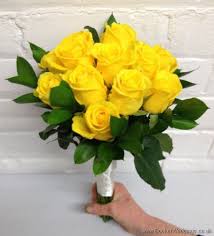 All Yellow Rose Hand Tied Bridal Bouquet Side View Wedding Flowers Liverpool Merseyside Bri Flower Bouquet Wedding Yellow Rose Bouquet Brides Flowers Bouquet