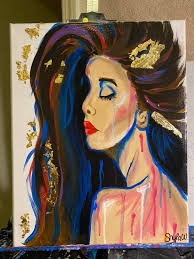 This is a painting ive being going back to for months adding all sorts . It  started as a black and gold abstract. Then i started to see things in the  painting ,