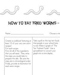 If billy wins, alan has to fork over fifty dollars. How To Eat Fried Worms Choice Board By Luvteaching Tpt
