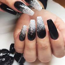 Attractive Acrylic Black Coffin Nails Designs 70 Attractive Acrylic Coffin Nails To Try This Fall Koees Blog Black Nails With Glitter Black Nail Designs Coffin Nails Designs