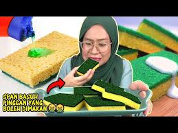 Minyak lebihan menggoreng tu memang kak eli tak buang. Kek Span Basuh Pinggan Edible Dish Sponge Cake Litetube
