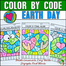 Parents may receive compensation when you click through and purchase from links contained on this website. Earth Day Coloring Pages Earth Day Color By Code Phonics Free Tpt