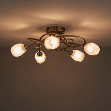 Egeria Antique Brass Effect 5 Lamp Ceiling Light Departments Diy At B Q Ceiling Lights Ceiling Lights Diy Lamps Ceiling